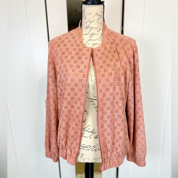 REBECCA ELLIOT NWOT Faux Suede Bomber Jacket Size Large - Picture 2 of 9